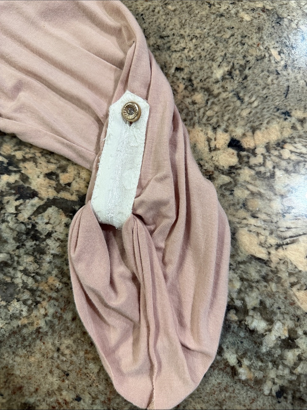 Lace-Front Button-Down Top in Blush and Ivory - Picture 6 of 7